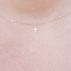 14K Gold Itsy Bitsy Teeny Weeny Cross Necklace image 3