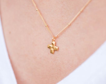 Gold Cross Necklace // Delicate Cross Necklace // Hammered Cross Necklace // Cross Jewelry // The Kay Cross // Swiss Cross // Celtic Cross