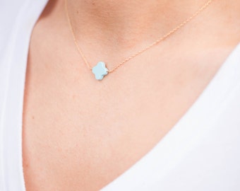 Petite Turquoise Quatrefoil Necklace // Delicate Necklace // Turquoise necklace // Child necklace // MARYN Necklace // everyday necklace //