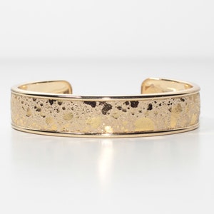 Elegant Gold Cuff Bracelet Distressed Foil Metallic Suede Leather Gold Bangle, Sigma
