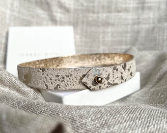 Vändbar Guld- & Silverfolie Läder Choker - Extra Liten
