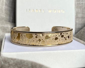 SAMPLE SALE Gold Foil Leather Cuff Bracelet Bangle (Imperfect/damaged)