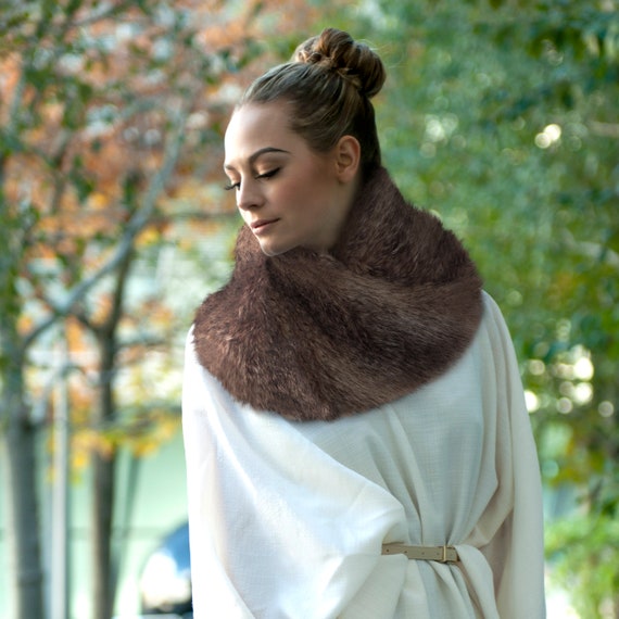 Faux Fur Scarf Collar Snood Infinity Scarf Neck Warmer Soft Luxurious Warm NEW