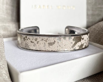 SAMPLE SALE Silver Foil Distressed Leather Cuff Bracelet (Imperfect)