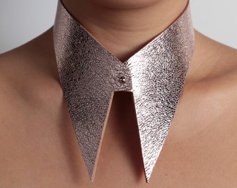 Folie Läder Metallic Rosa Halsband Choker