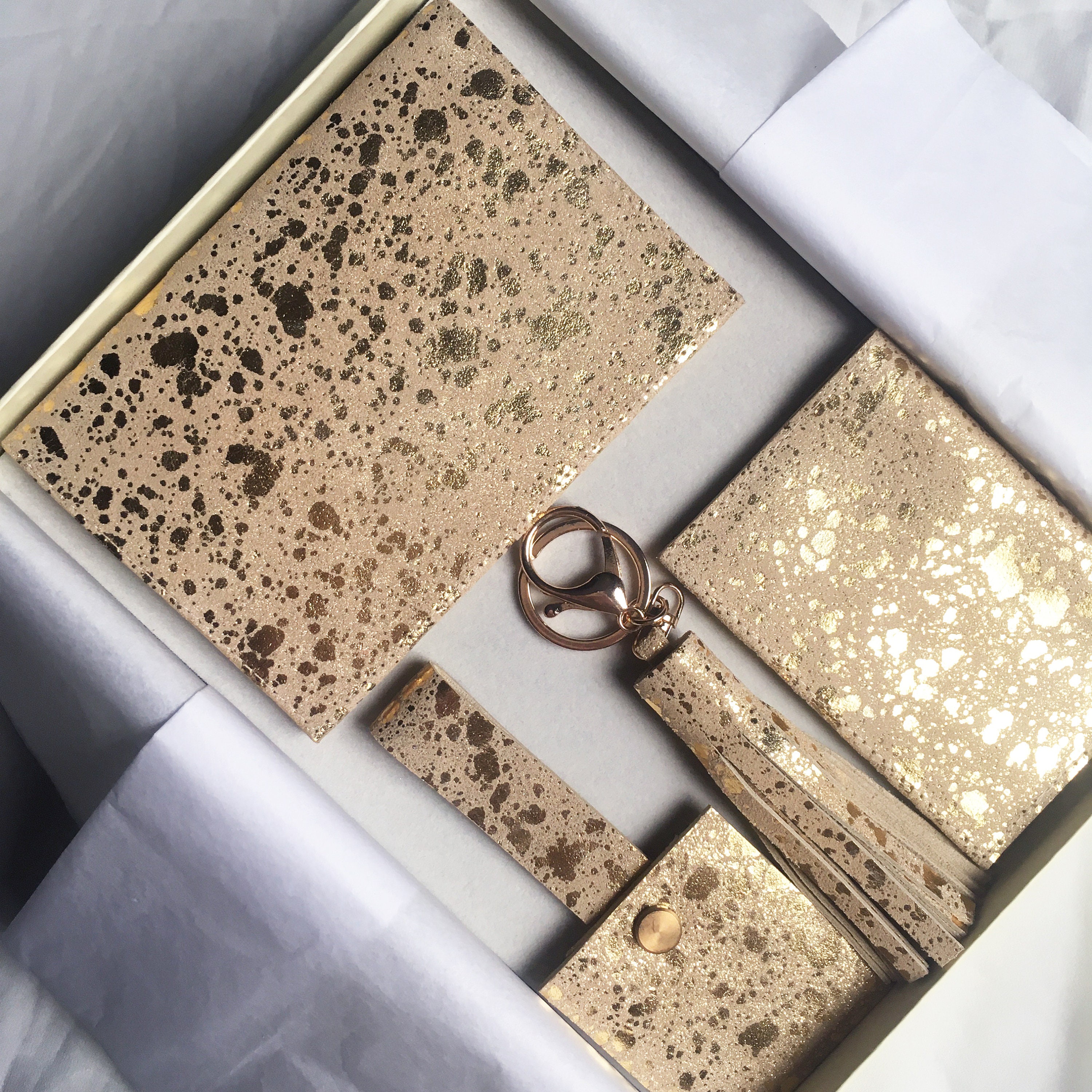 Luxury Leather Travel Gift Set: Gold Passport Holder, Luggage Tag & Tassel