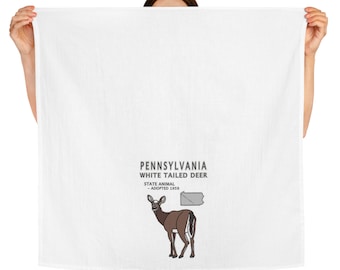 Pennsylvania White Tailed Deer Tea Towel, Pennsylvania State Symbol Tea Towel, Nature and Wildlife Tea Towel, Tea Towel with Animals