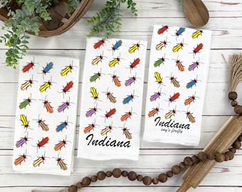 Indiana Say's Firefly Personalized Tea Towel, State Symbol Wildlife Tea Towel, One-of-a-Kind Nature and Wildlife Gift, Insect Art