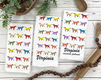 Virginia Foxhound Personalized Tea Towel, State Symbol Wildlife Tea Towel Gift, One-of-a-kind Nature and Wildlife Gift, Dog Tea Towel