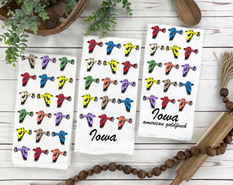 Iowa Goldfinch Personalized Tea Towel, State Symbol Wildlife Tea Towel Gift, One-of-a-Kind Nature and Wildlife Gift, Wild Bird Art