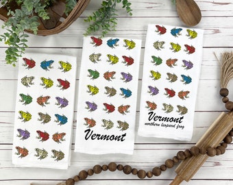 Vermont Northern Leopard Frog Personalized Tea Towel, State Symbol Wildlife Tea Towel Gift, One-of-a-Kind Nature and Wildlife Gift
