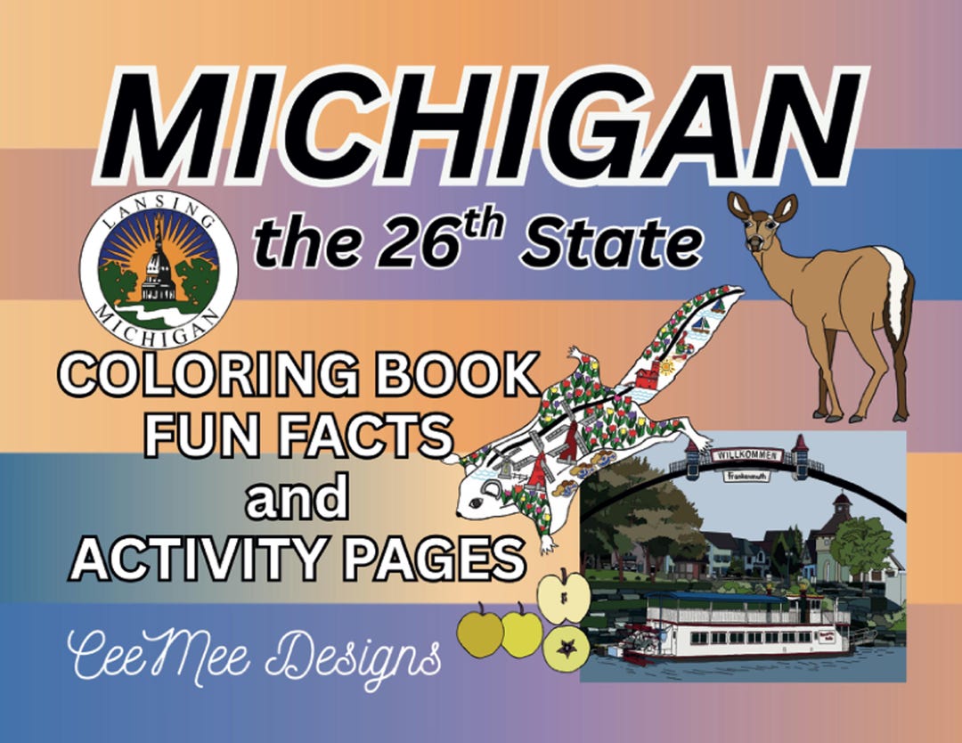 Michigan Coloring Book, State Symbols, Fun Facts and Activity Pages - Etsy