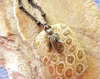 Fossil Coral, Indonesian Fossil, Fossil pendant