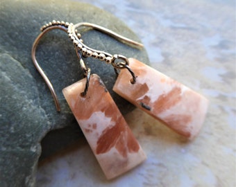 Scolecite Earrings, Stilbite,