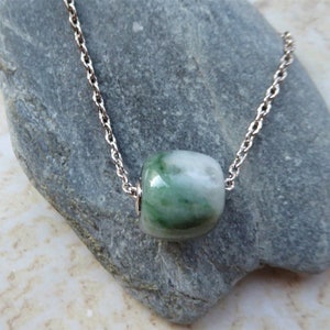 Jadeite Bead, Burmese Jadeite, Jade necklace, tube bead, minimalist pendant,