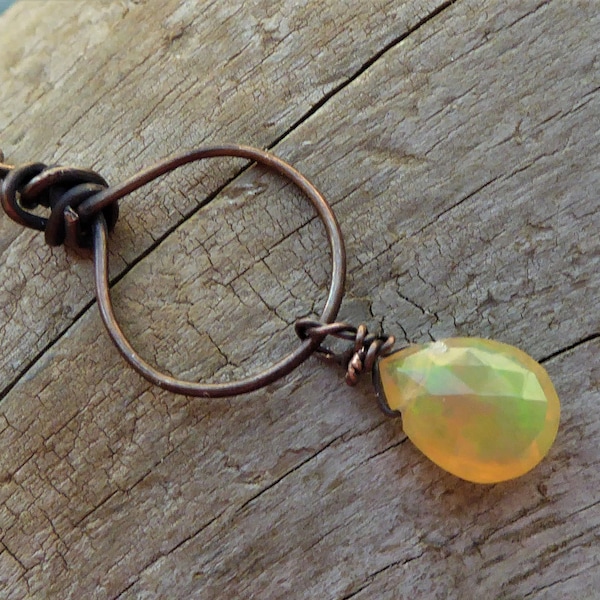 Opal Pendant, Fiery Opal, Ethiopian Opal,rustic pendant, October pendant, Minimalist pendant, Honey Opal