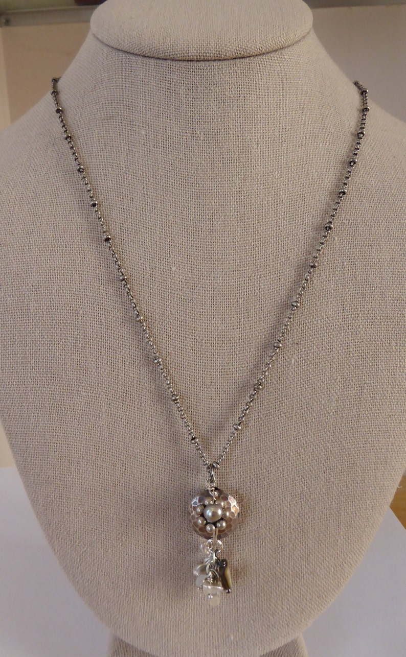 Silver Pearl Silver focal bead Contemporary jewelry Ocean Jewelry