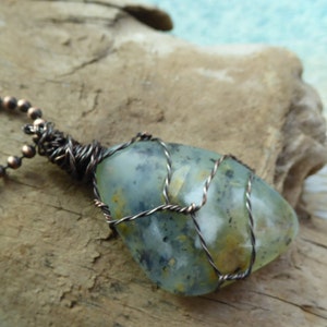 Peruvian Opal, Blue Opal, Andean Opal, wire wrap opal