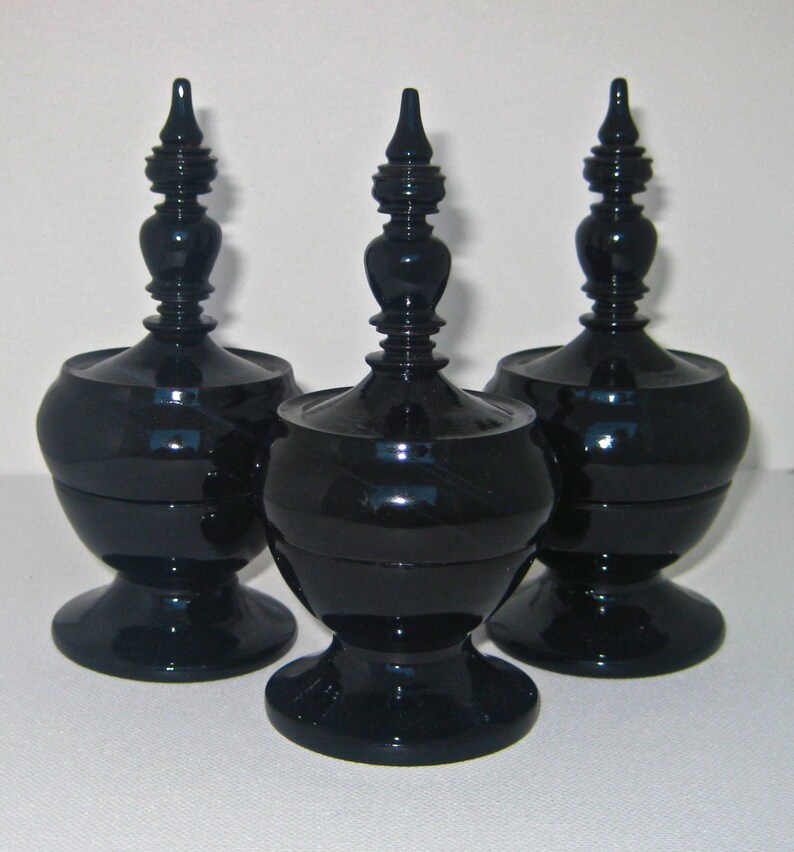Black Lacquered Small Covered Bowls Mini Burmese Offering Bowl FREE SHIPPING.