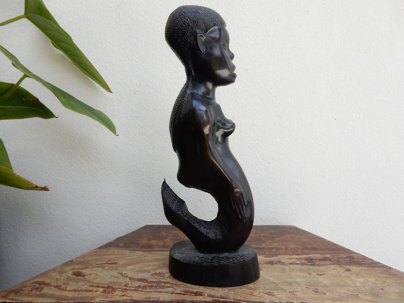 Kenya Africa Ebony Wood Statue FREE SHIPPING. Vintage African Carving Hand Crafted Sculpture
