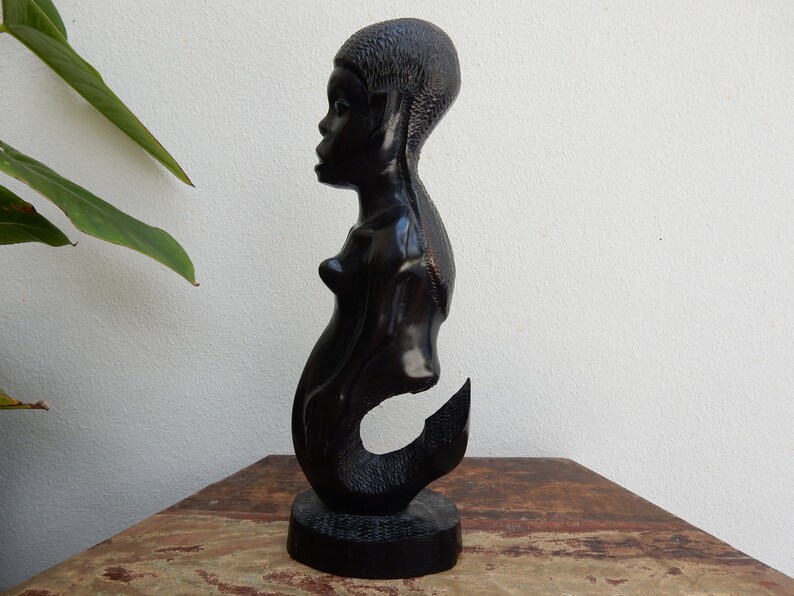 Kenya Africa Ebony Wood Statue FREE SHIPPING. Vintage African Carving Hand Crafted Sculpture