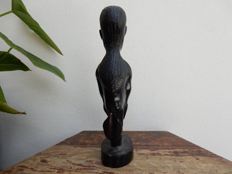 Kenya Africa Ebony Wood Statue FREE SHIPPING. Vintage African Carving Hand Crafted Sculpture