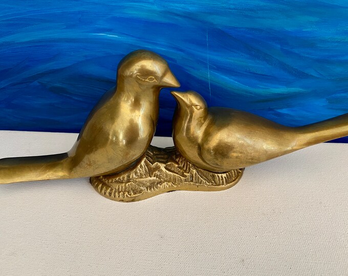 Vintage Brass Love Bird Figurine Bird Theme Gift Mantle Decor Etsy