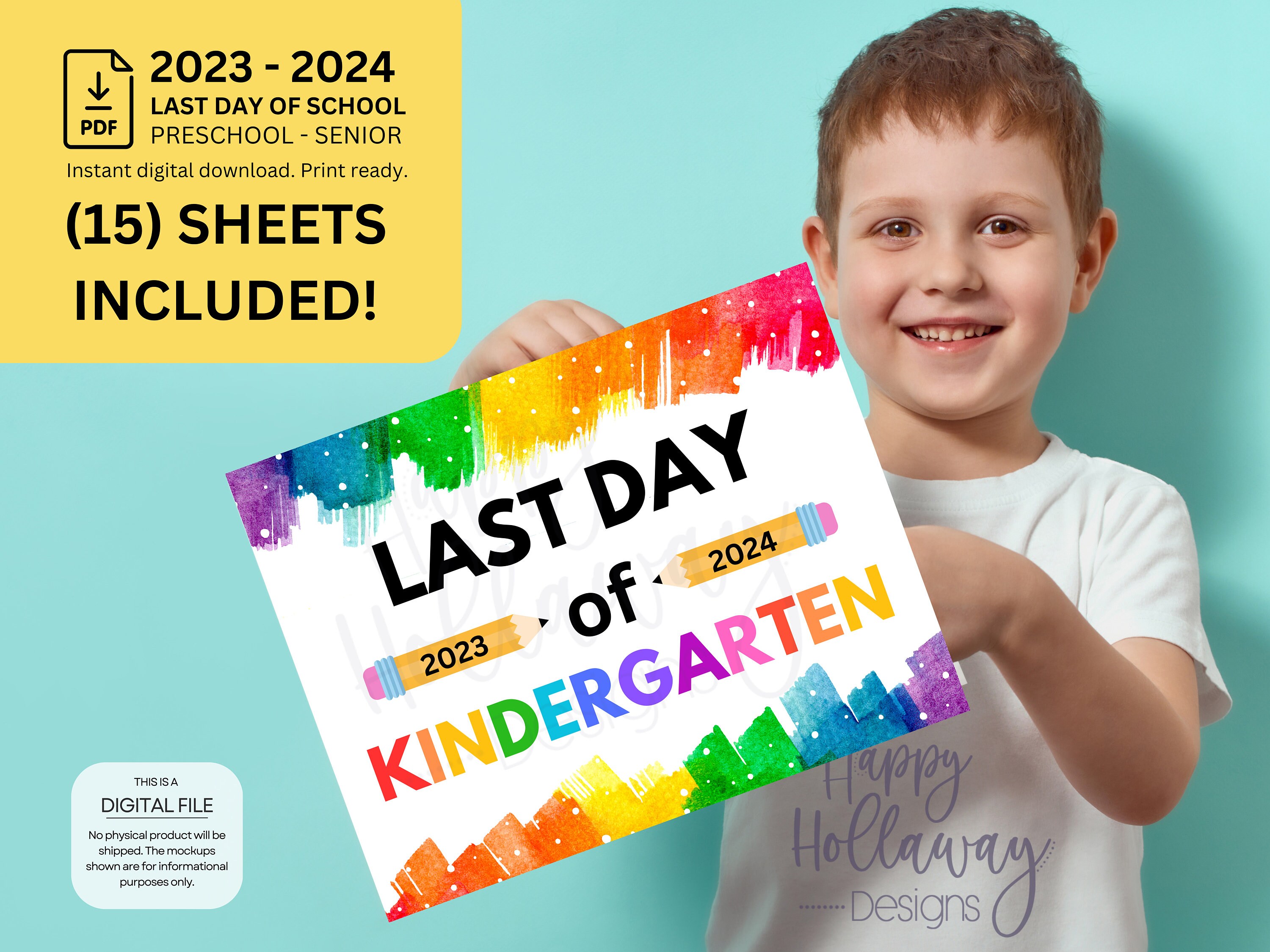 2024 Last Day of School Sign Printable Photo Prop for Kids, End of