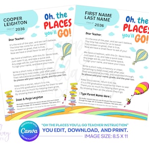 Oh the Places You'll Go Teacher Book Signing Request - Graduation Keepsake for Students