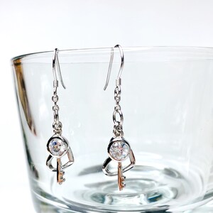 Earrings, Sterling Silver Earrings, 925 Earrings, CZ, Drop Earrings, Heart Earrings, Key Earrings, Dangling Earrings, CZ Earrings
