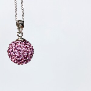 13mm Sterling Silver Crystal Necklace, Sterling Silver color ball earrings, 925 Crystal Ball Necklace, Sterling Silver Clay Crystal Necklace