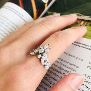 Ring, Sterling Silver Ring, 925 Ring, CZ Cubic Zircona, CZ Ring, Two Tone Ring, Fancy Ring, Marquise Ring, Pear Shape