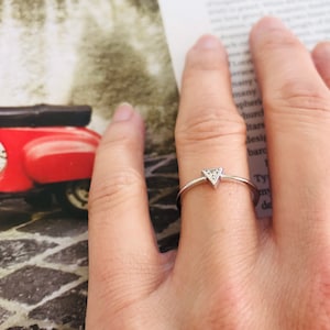 Stackable ring, Tiny Triangle Ring, Dainty CZ Ring, Triangle Ring, Anniversary, Stacking Ring, Cute Ring, Simple Ring, Gift for her