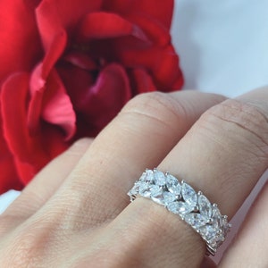 Eternity ring, Sterling Silver Eternity Ring, Marquise Ring, Sterling Silver Ring, 925 Ring, High Quality CZ, AAA