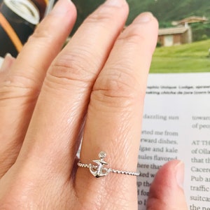 Ring, mini Ring, Small Ring, Cute Ring, Sterling Silver Ring, 925 Ring, CZ Cubic Zircona, Anchor Ring, Fashion Ring, Gift for her