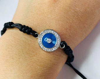 EVIL EYE BRACELET, Sterling Silver Bracelet, 925 String Bracelet, Men's Women's Evil Eye Bracelet, Black String Evil Eye Bracelet,