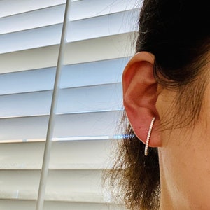 Suspender Earrings, Sterling Silver Earrings, Climbers Earrings, .925 earrings, Stud Earrings, Paved Suspender Earrings, 14K yellow plated