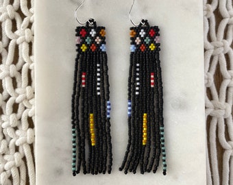 Not Your Abuela’s Afghan Earrings | Granny Square | Seed Bead | Handwoven Earrings