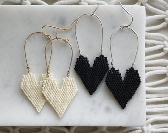 Love | Seed Bead Heart Earrings | Hearts