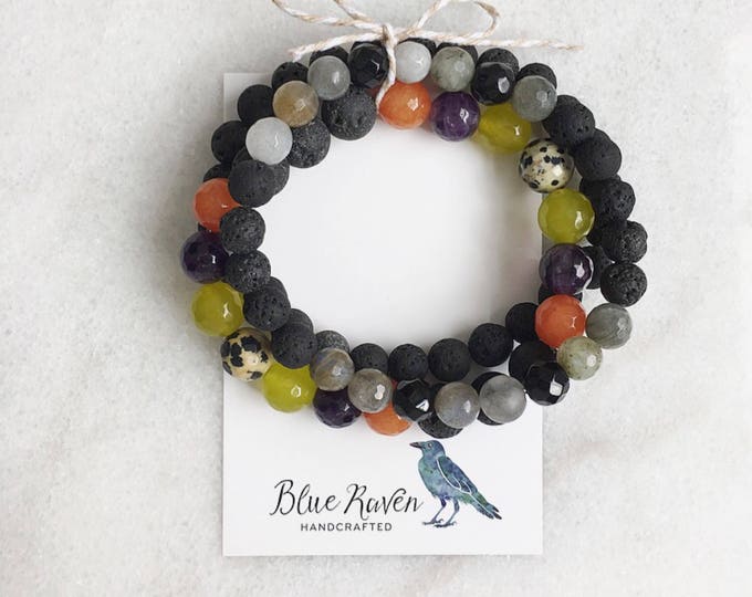 Featured listing image: Halloween Trio / Limited Edition / Stack / Diffuser Bracelets / Essential Oil Bracelets