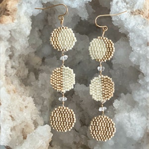 Phases of the Moon with Herkimer Earrings Handwoven Beaded Danglers image 7