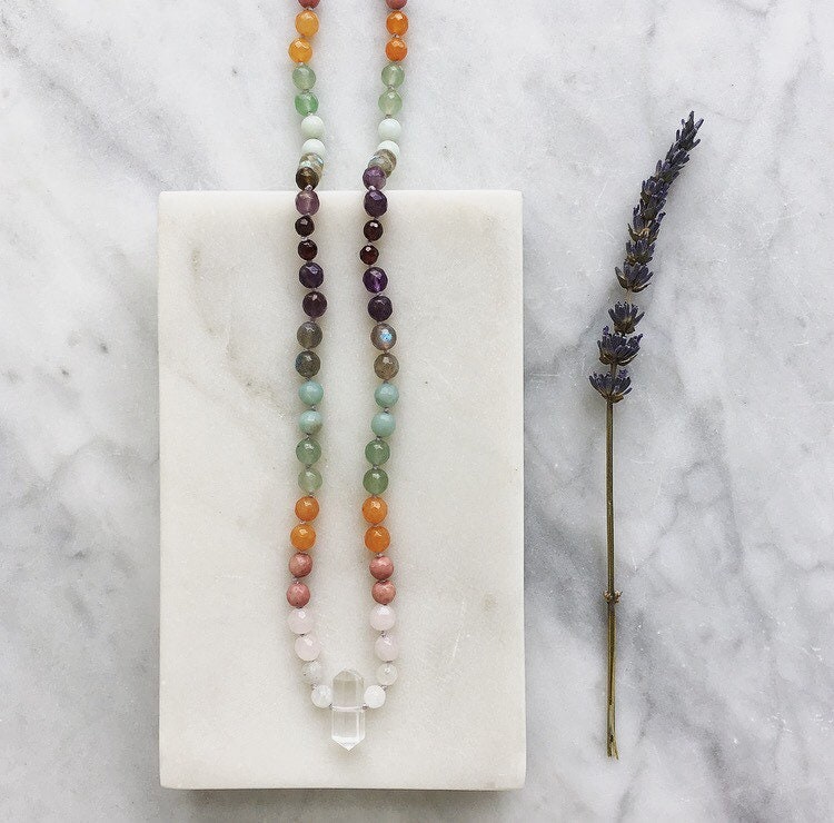 Hand-Knotted Gemstone Necklace with 