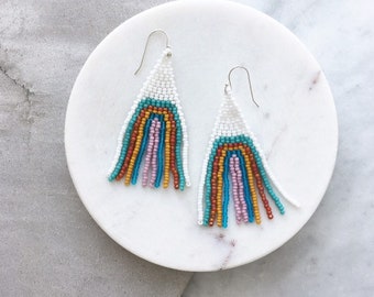 You are a Rainbow | Seed Bead | Handwoven Earrings | Retro II