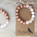 Peace + Love \/ Moonstone, Rose Quartz and Rosewood \/ Essential Oil Diffuser Bracelet \/ Aromatherapy Bracelet