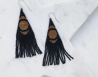 Harvest Moon Earrings | Seed Bead | Handwoven Earrings
