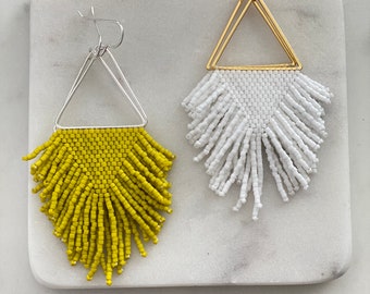 Boho Fringe | Earrings | Seed Bead | Handwoven Earrings