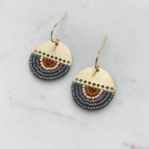 Sunset Earrings Seed Bead Handwoven Earrings image 2