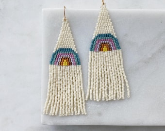 You are a Rainbow | Seed Bead | Handwoven Earrings