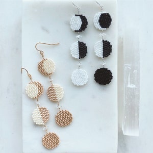 Phases of the Moon with Herkimer Earrings Handwoven Beaded Danglers image 4