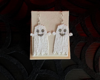 Ghost | Halloween Collection | Seed Bead | Handwoven Earrings